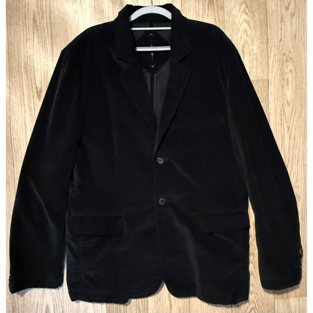 Positano XL Black Velvet Blazer 2-Button Jacket Classic Tailored Evening‎ Casual